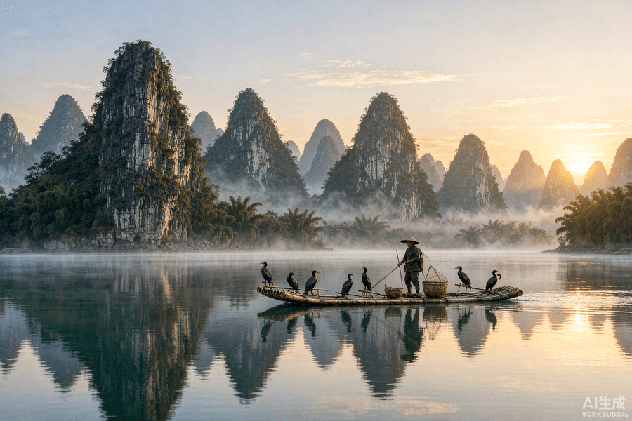 Karst peaks along the Li River near Guilin