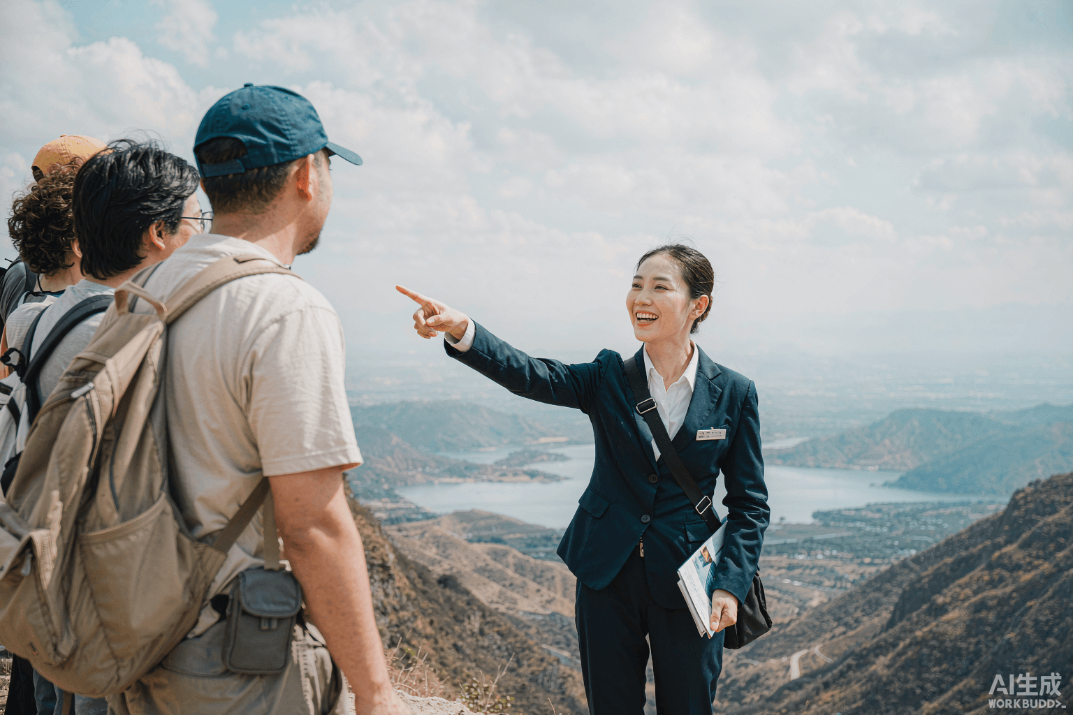 A Zhongyu Travel guide explaining a viewpoint to a small group of travellers